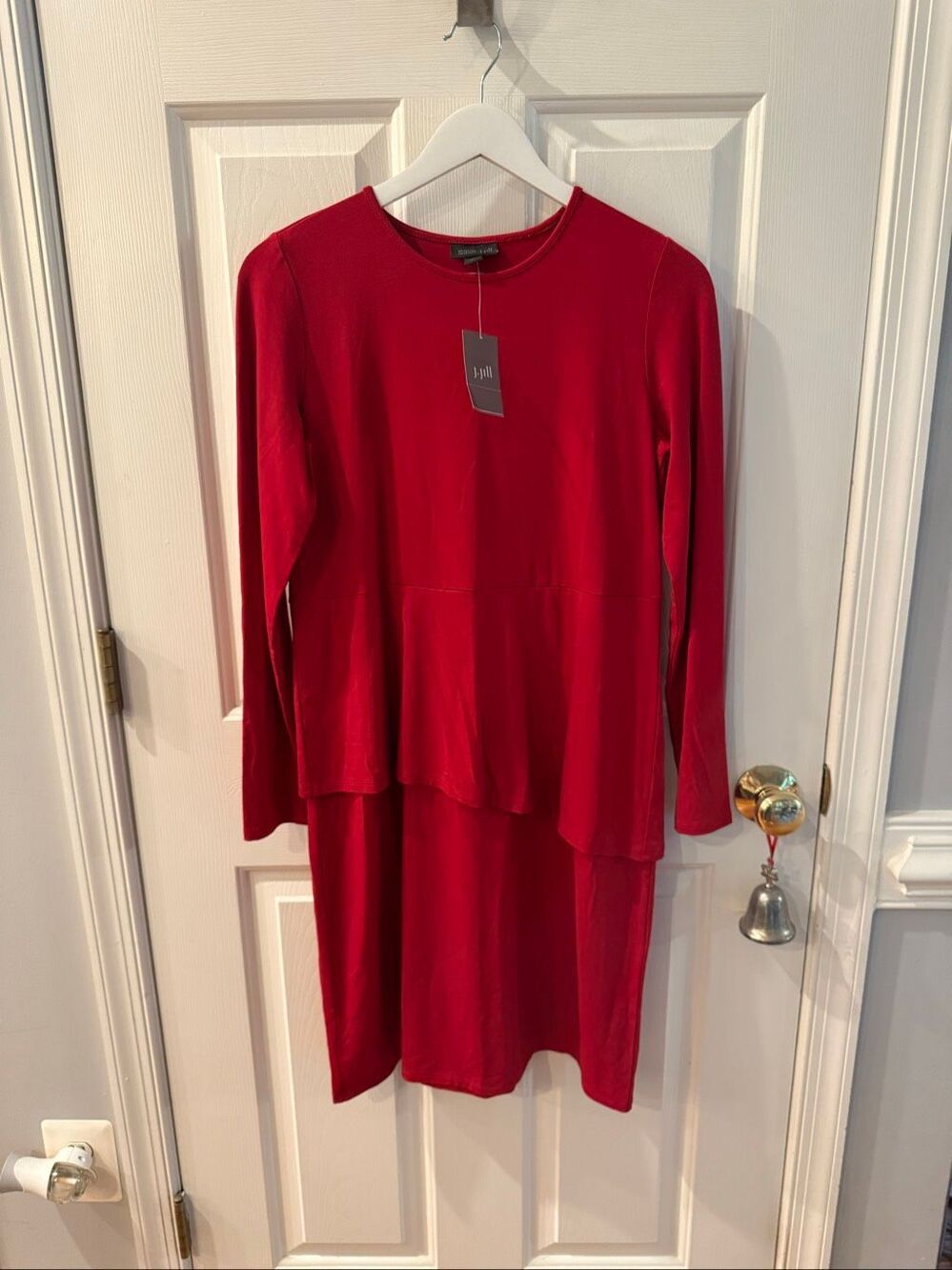 J. Jill Wearever Red Tiered Long Sleeve Dress sz XS NWT